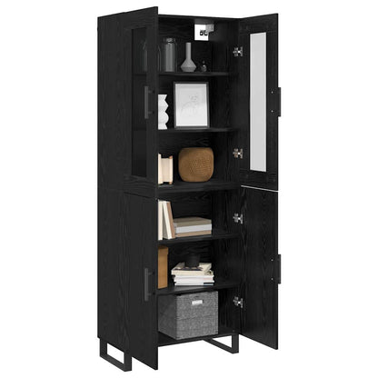 Credenza 2 pcs Rovere Nero Legno multistrato