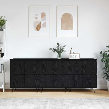 Sideboards 3 pcs Rovere nero 180 x 35 x 70 cm Legno multistrato