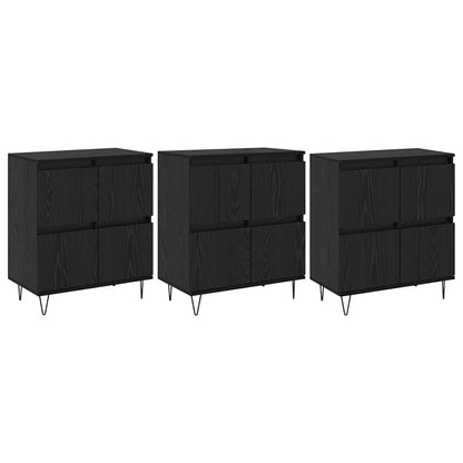 Sideboards 3 pcs Rovere nero 180 x 35 x 70 cm Legno multistrato