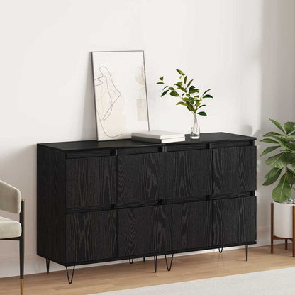 Sideboards 2 pcs Rovere nero 120 x 35 x 70 cm Legno multistrato