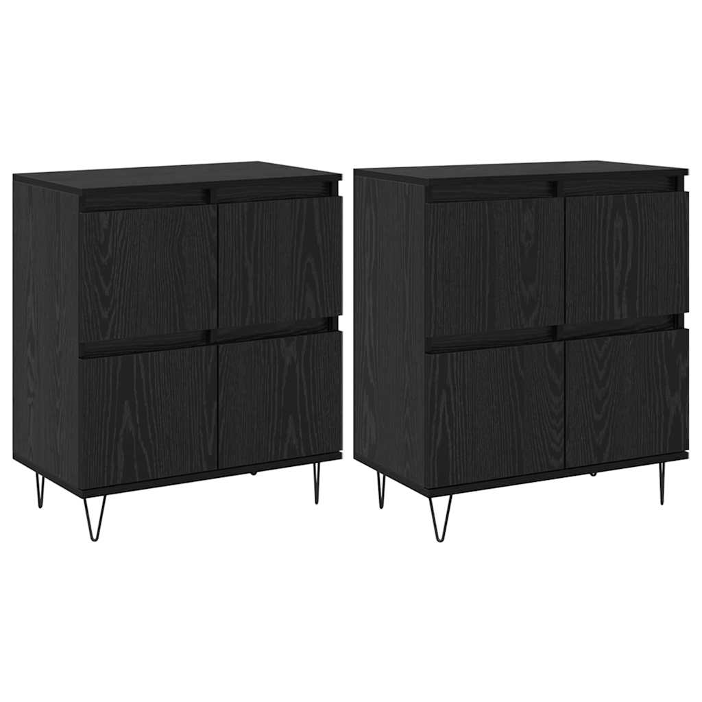 Sideboards 2 pcs Rovere nero 120 x 35 x 70 cm Legno multistrato