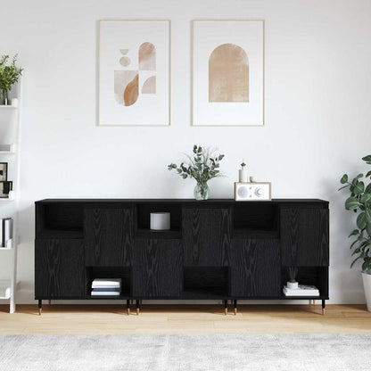 Sideboards 3 pcs Rovere nero 180 x 35 x 70 cm Legno multistrato