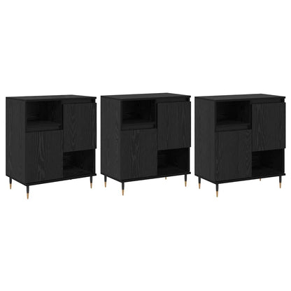 Sideboards 3 pcs Rovere nero 180 x 35 x 70 cm Legno multistrato