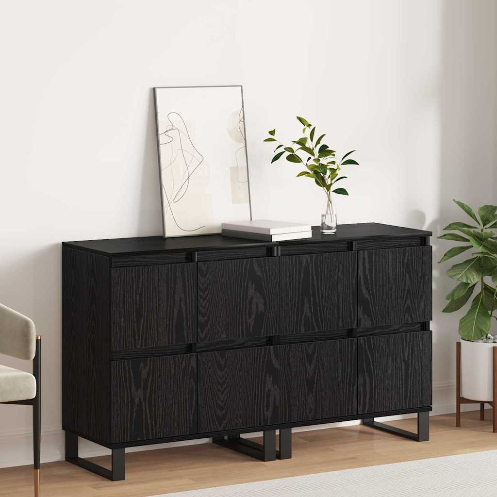 Credenza 2 pcs Rovere Nero 60 x 35 x 70 cm