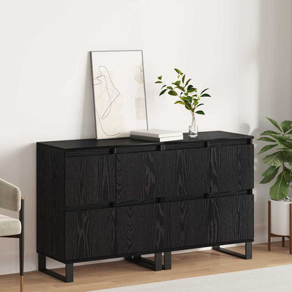 Credenza 2 pcs Rovere Nero 60 x 35 x 70 cm