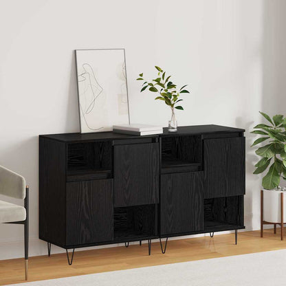 Credenza 2 pcs Rovere Nero 60 x 35 x 70 cm