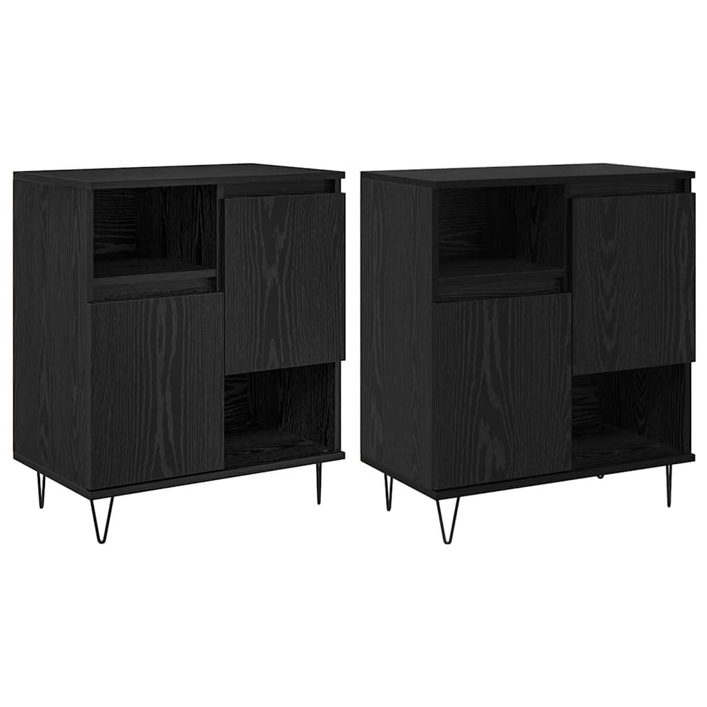 Credenza 2 pcs Rovere Nero 60 x 35 x 70 cm