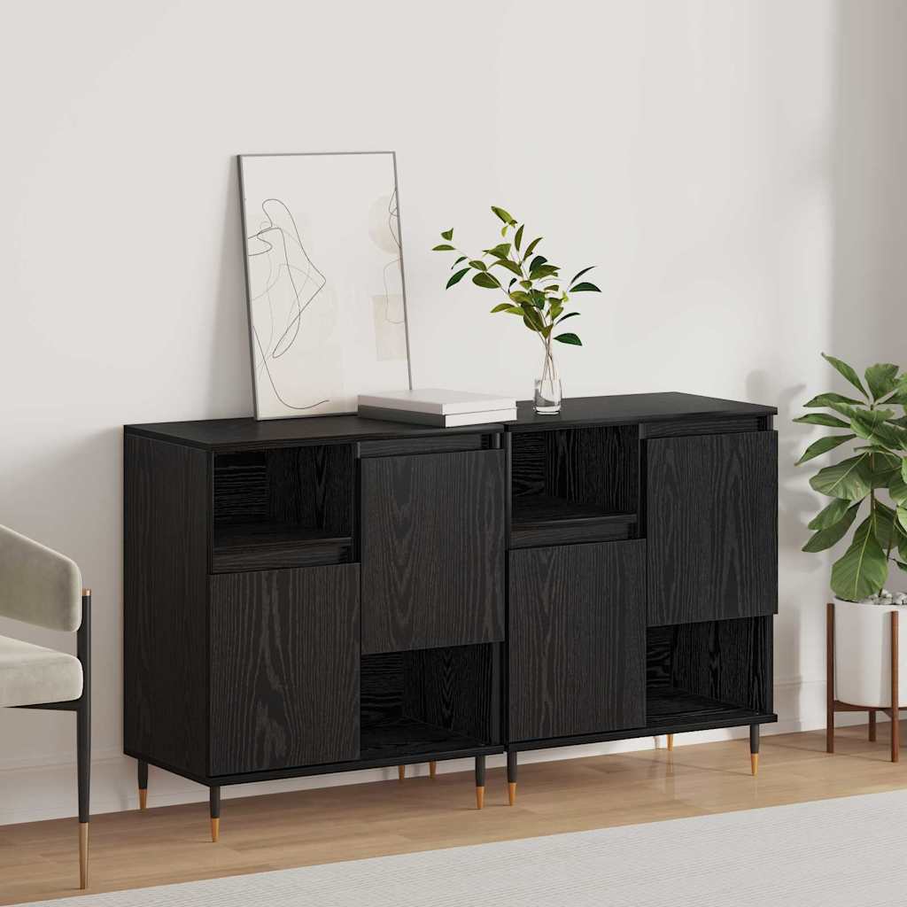 Sideboards 2 pcs Rovere nero 120 x 35 x 70 cm Legno multistrato