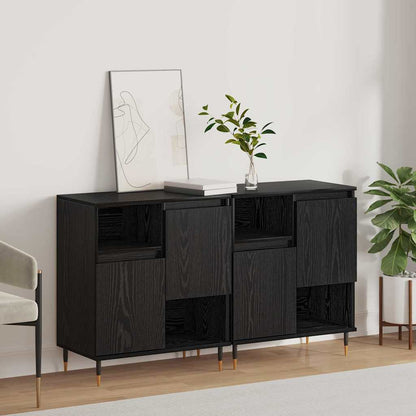 Sideboards 2 pcs Rovere nero 120 x 35 x 70 cm Legno multistrato