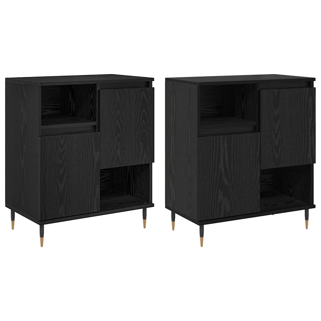 Sideboards 2 pcs Rovere nero 120 x 35 x 70 cm Legno multistrato