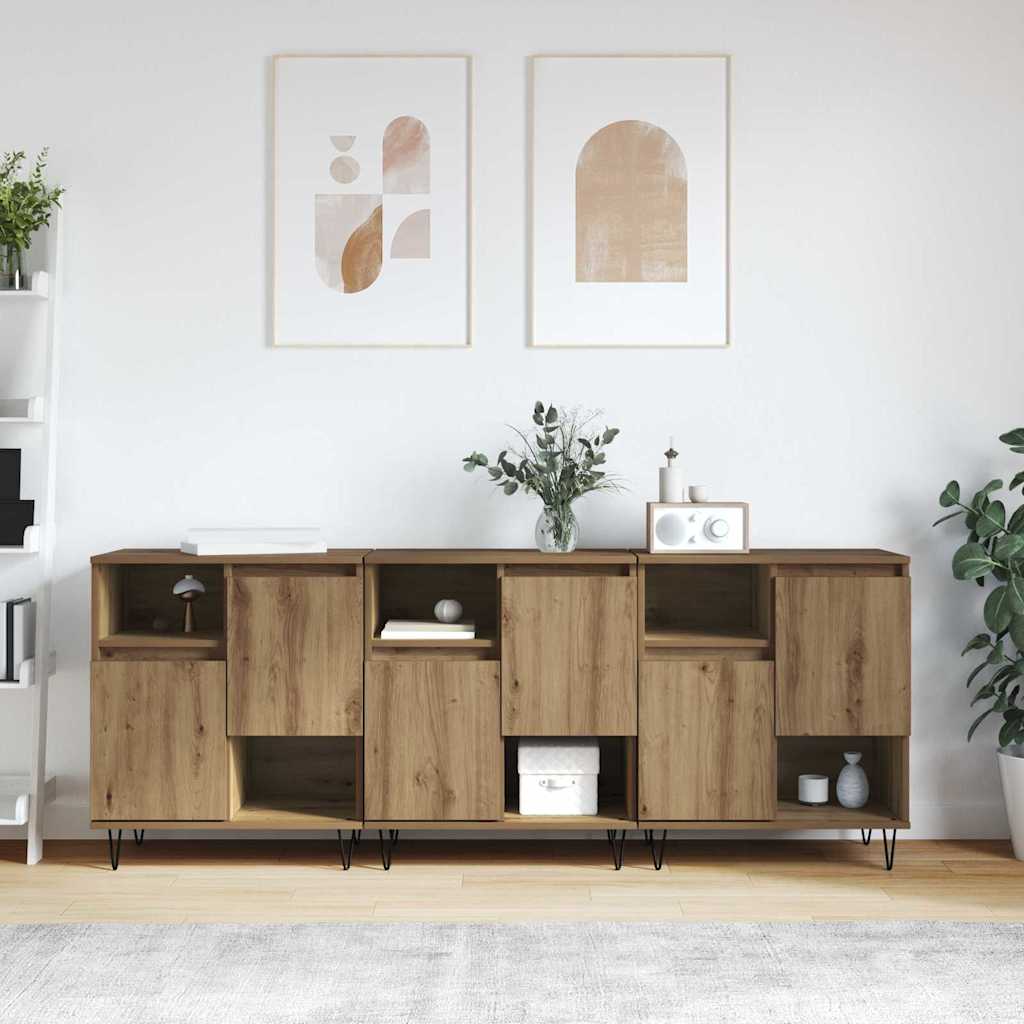 Credenza 3 pcs Rovere artigianale 60 x 35 x 70 cm