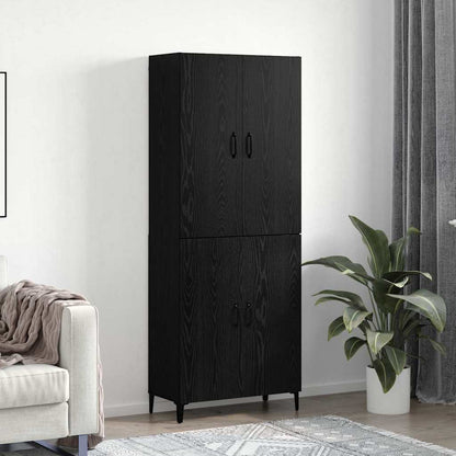 Credenza 2 pcs Rovere Nero Legno multistrato