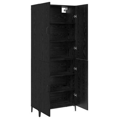 Credenza 2 pcs Rovere Nero Legno multistrato
