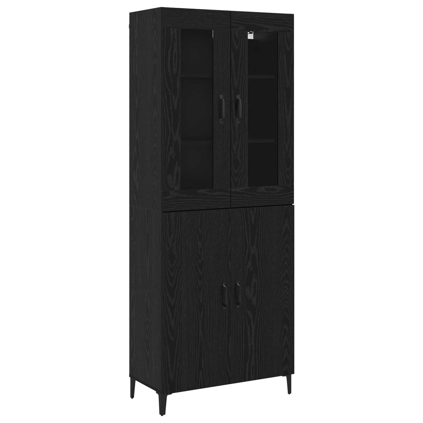 Credenza 2 pcs Rovere Nero Legno multistrato