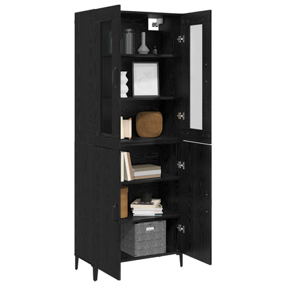 Credenza 2 pcs Rovere Nero Legno multistrato