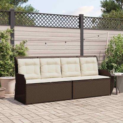 Panchina da giardino con cuscino Nero e Bianco Crema polyrattan