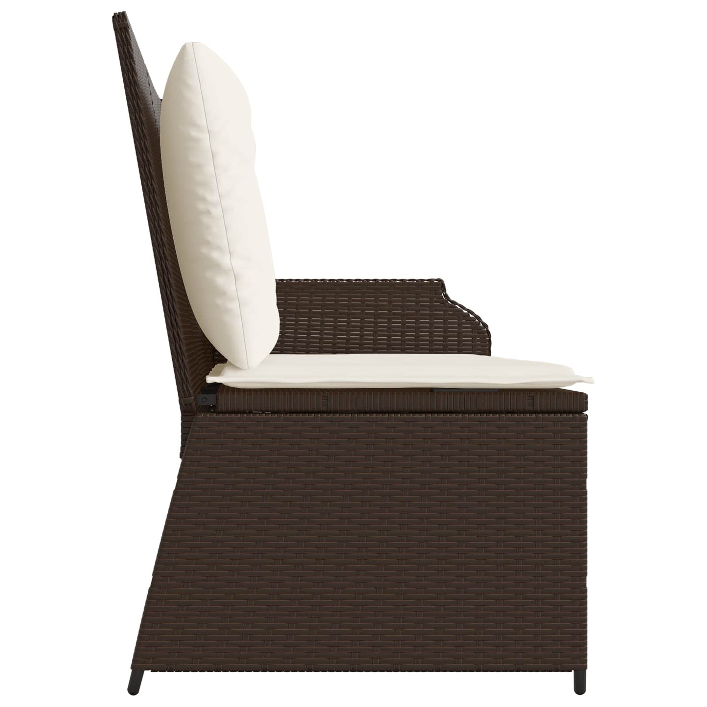 Panchina da giardino con cuscino Nero e Bianco Crema polyrattan
