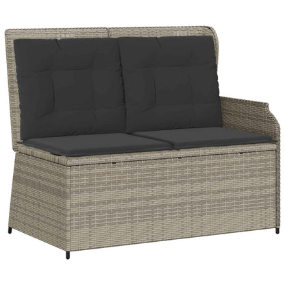 Panchina da giardino con cuscino Grigio chiaro polyrattan