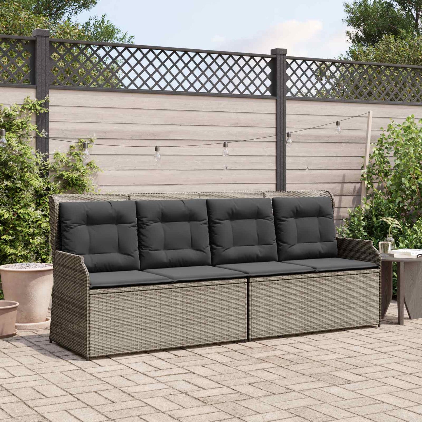 Panchina da giardino Grigio polyrattan