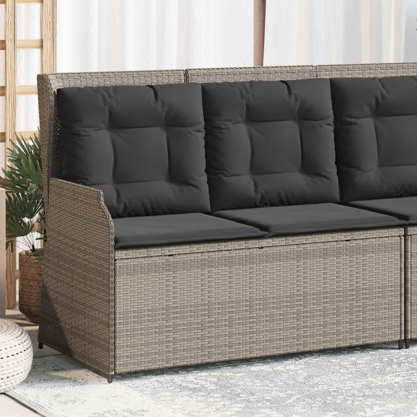 Panchina da giardino Grigio chiaro polyrattan