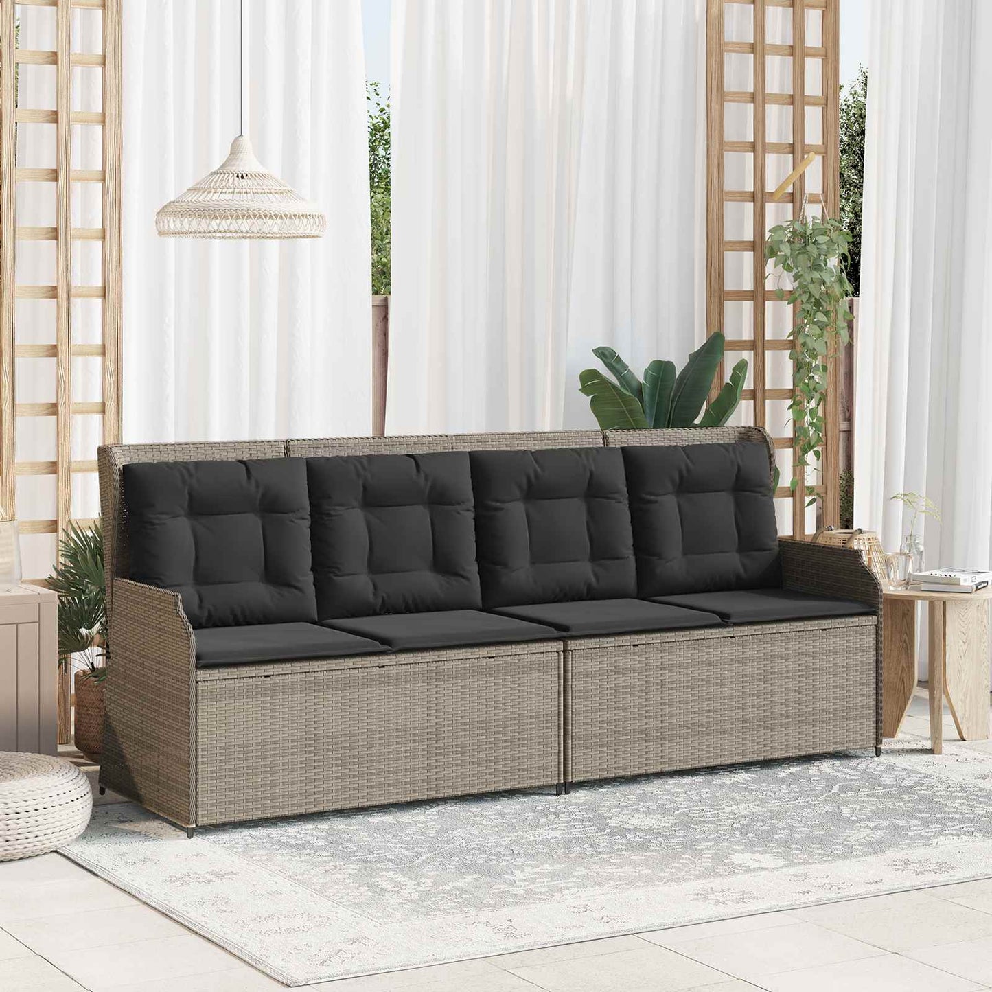 Panchina da giardino Grigio chiaro polyrattan