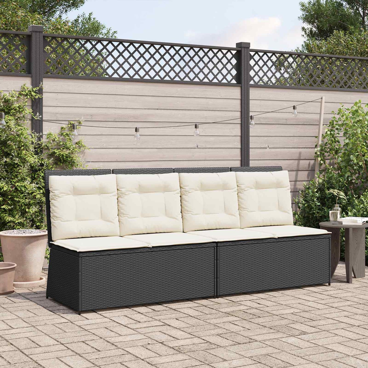 Panchina da giardino Nero polyrattan