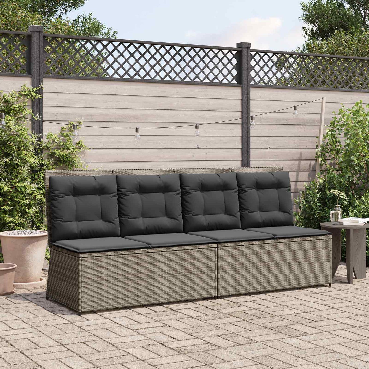 Panchina da giardino Grigio polyrattan