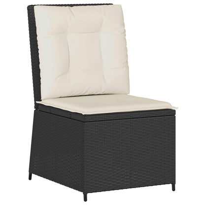 Divano da giardino con cuscino Nero e Bianco Crema polyrattan