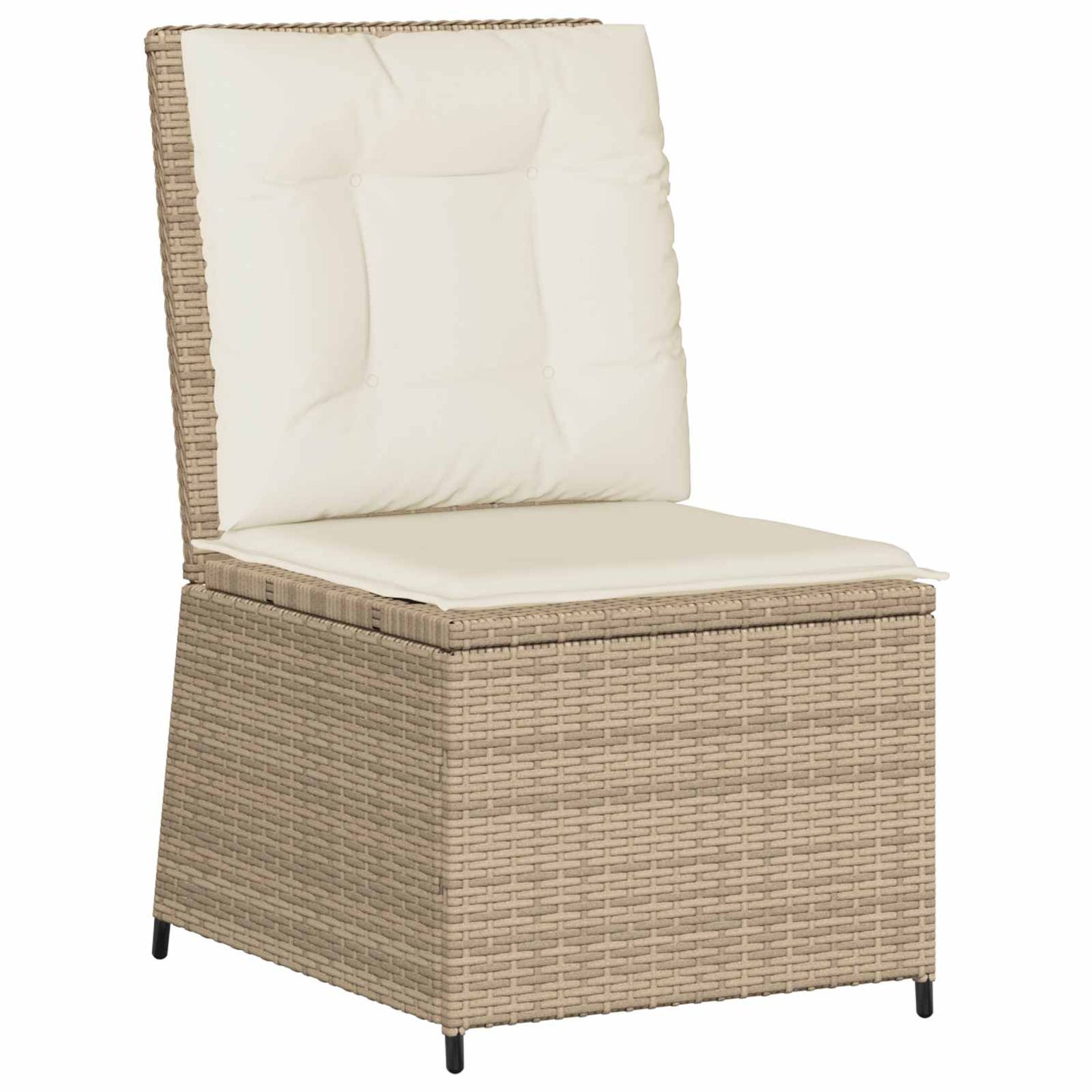 Divano da giardino con cuscino Nero e Bianco Crema polyrattan