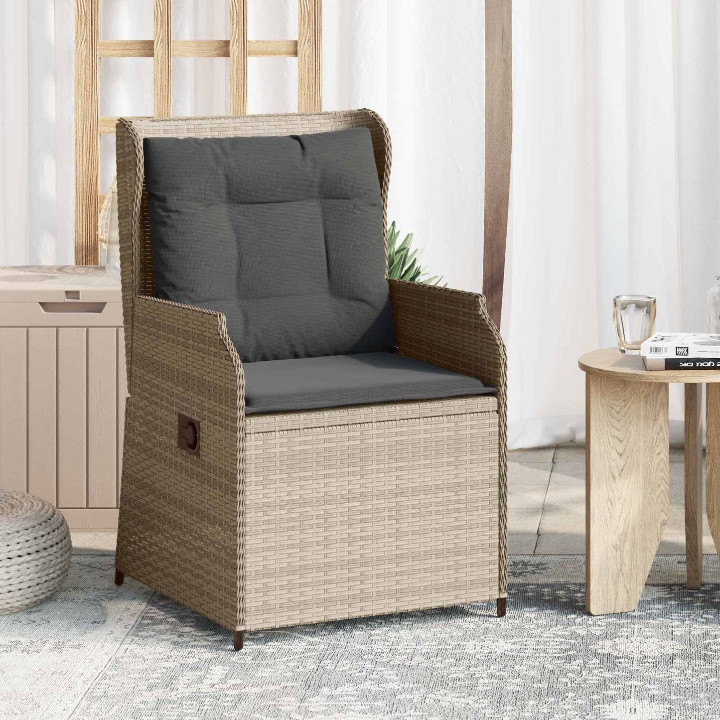 Panchina da giardino 2 pcs Grigio chiaro polyrattan