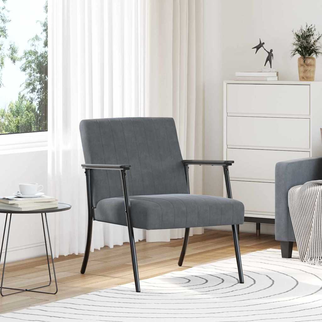 poltrona Grigio scuro 59 x 75 x 78 cm Velluto