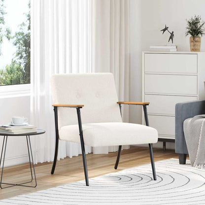 poltrona Crema 59 x 75 x 78 cm Tessuto simile alla lana ricci