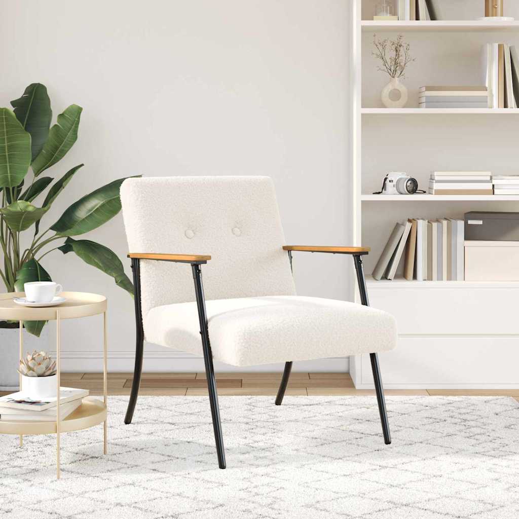 poltrona Crema 59 x 75 x 78 cm Tessuto simile alla lana ricci