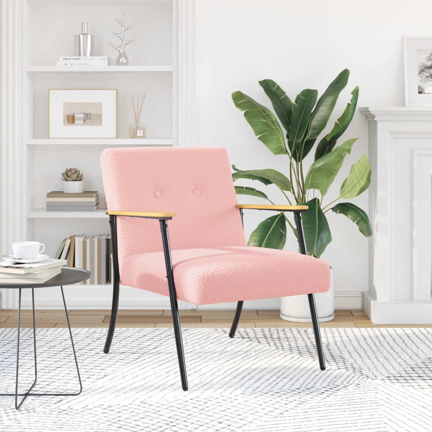 poltrona Rosa 59 x 75 x 78 cm Tessuto simile alla lana ricci