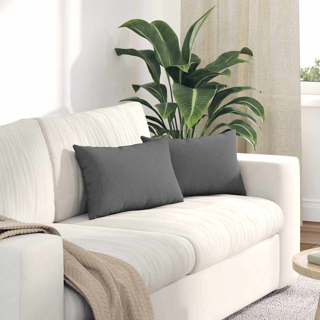 Cuscini da Divano 2 pcs Grigio scuro 50 x 30 cm Tessuto