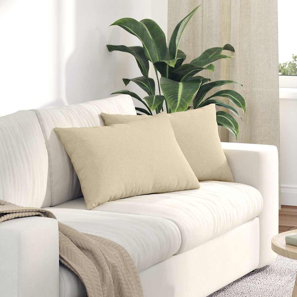 Cuscini da Divano 2 pcs Crema 60 x 40 cm Tessuto