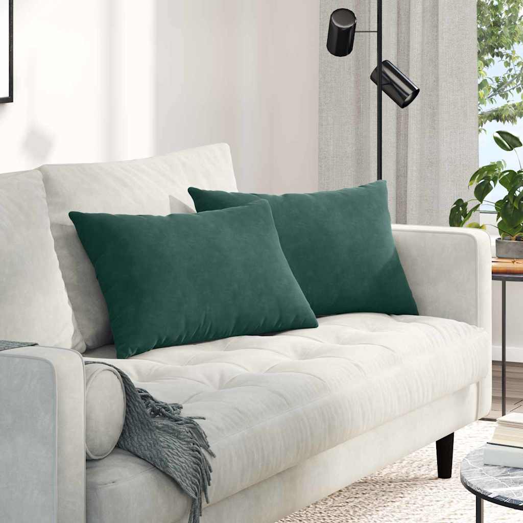 Cuscini da Divano 2 pcs Verde scuro 60 x 40 cm Tessuto in Cords