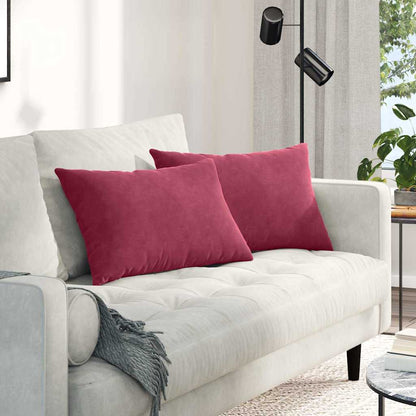 Cuscini da Divano 2 pcs Rosso Vino 60 x 40 cm Tessuto in Cords