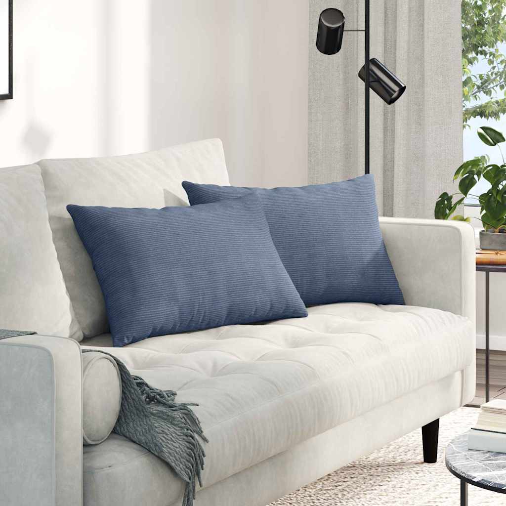 Cuscini da Divano 2 pcs Blu 60 x 40 cm Tessuto in Cords