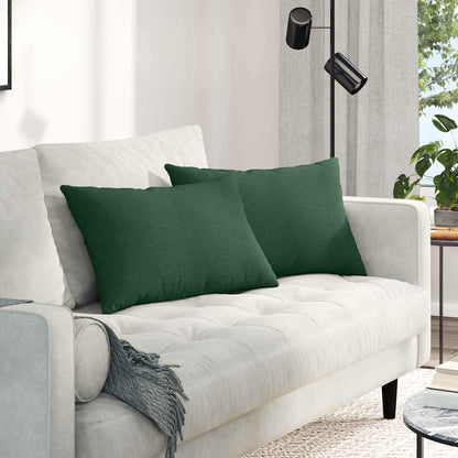Cuscini da Divano 2 pcs Verde scuro 60 x 40 cm Tessuto in Cords