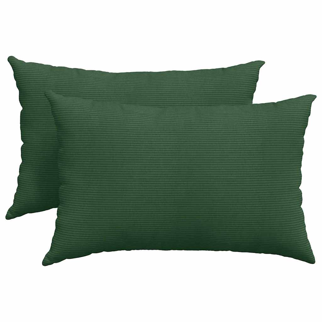 Cuscini da Divano 2 pcs Verde scuro 60 x 40 cm Tessuto in Cords