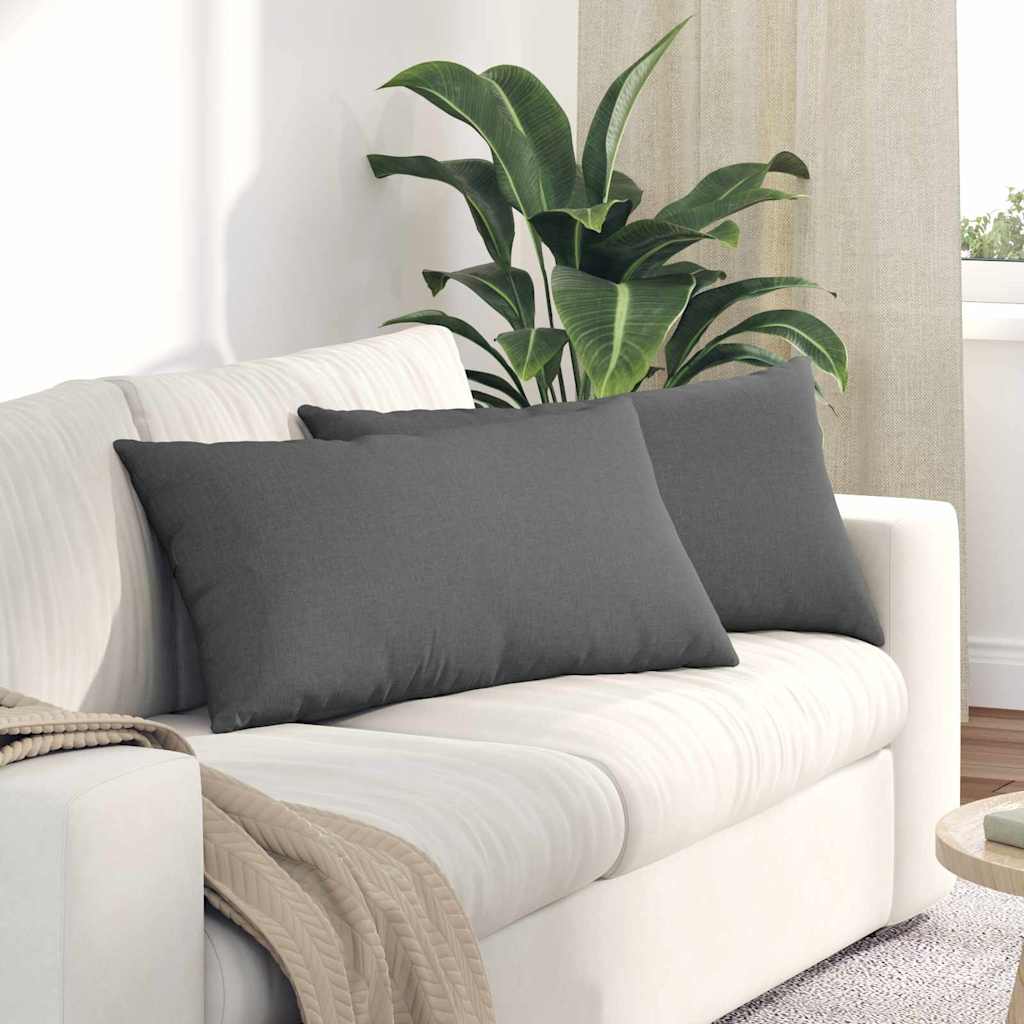 Cuscini da Divano 2 pcs Grigio scuro 80 x 40 cm Tessuto
