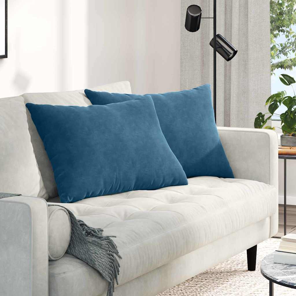 Cuscini da Divano 2 pcs Blu 70 x 50 cm Tessuto in Cords