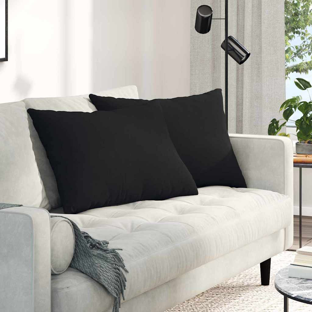 Cuscini da Divano 2 pcs Nero 70 x 50 cm Tessuto