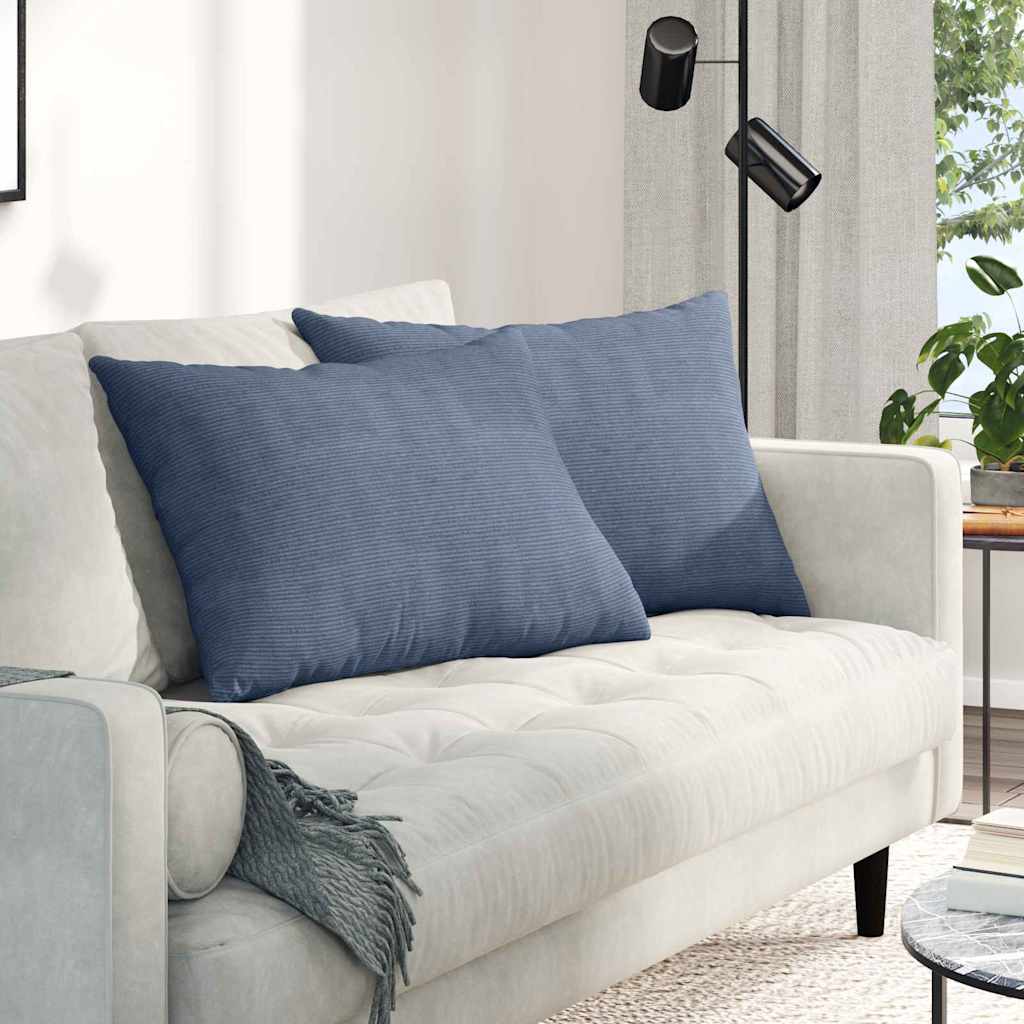 Cuscini da Divano 2 pcs Blu 70 x 50 cm Tessuto in Cords