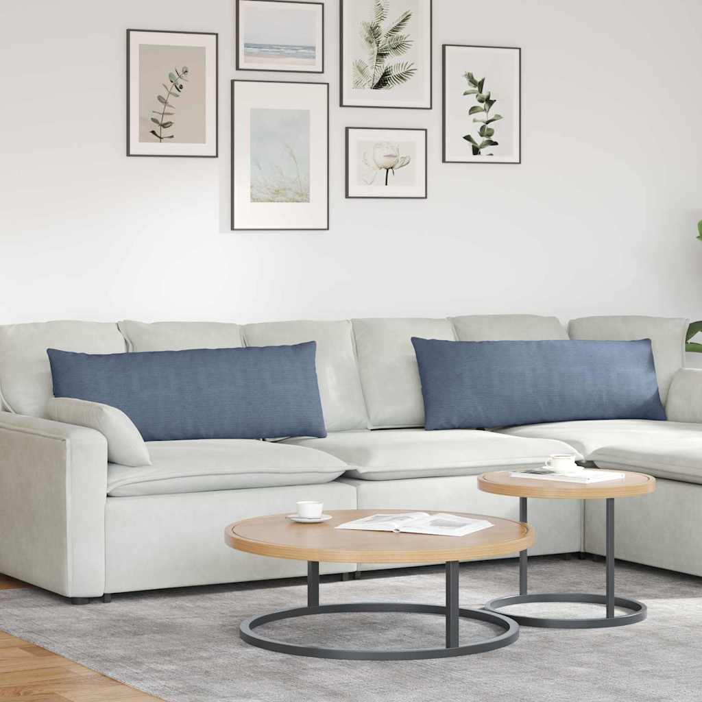 Cuscini da Divano 2 pcs Blu 120 x 40 cm Tessuto in Cords