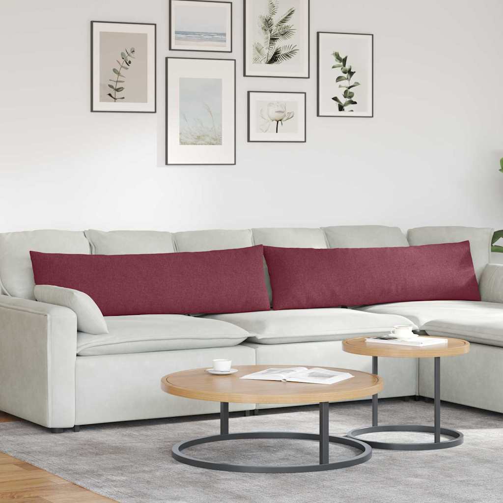 Cuscini da Divano 2 pcs Rosso Vino 145 x 40 cm Tessuto