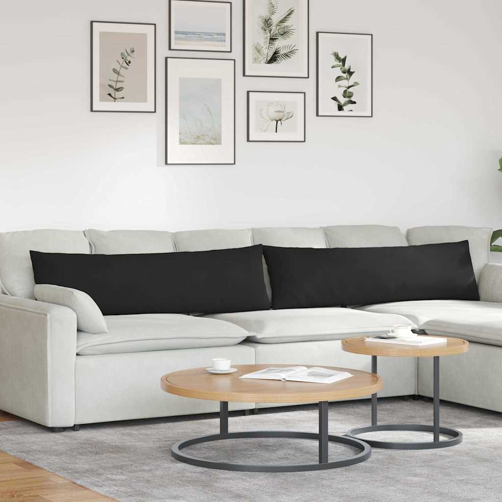 Cuscini da Divano 2 pcs Nero 145 x 40 cm Tessuto