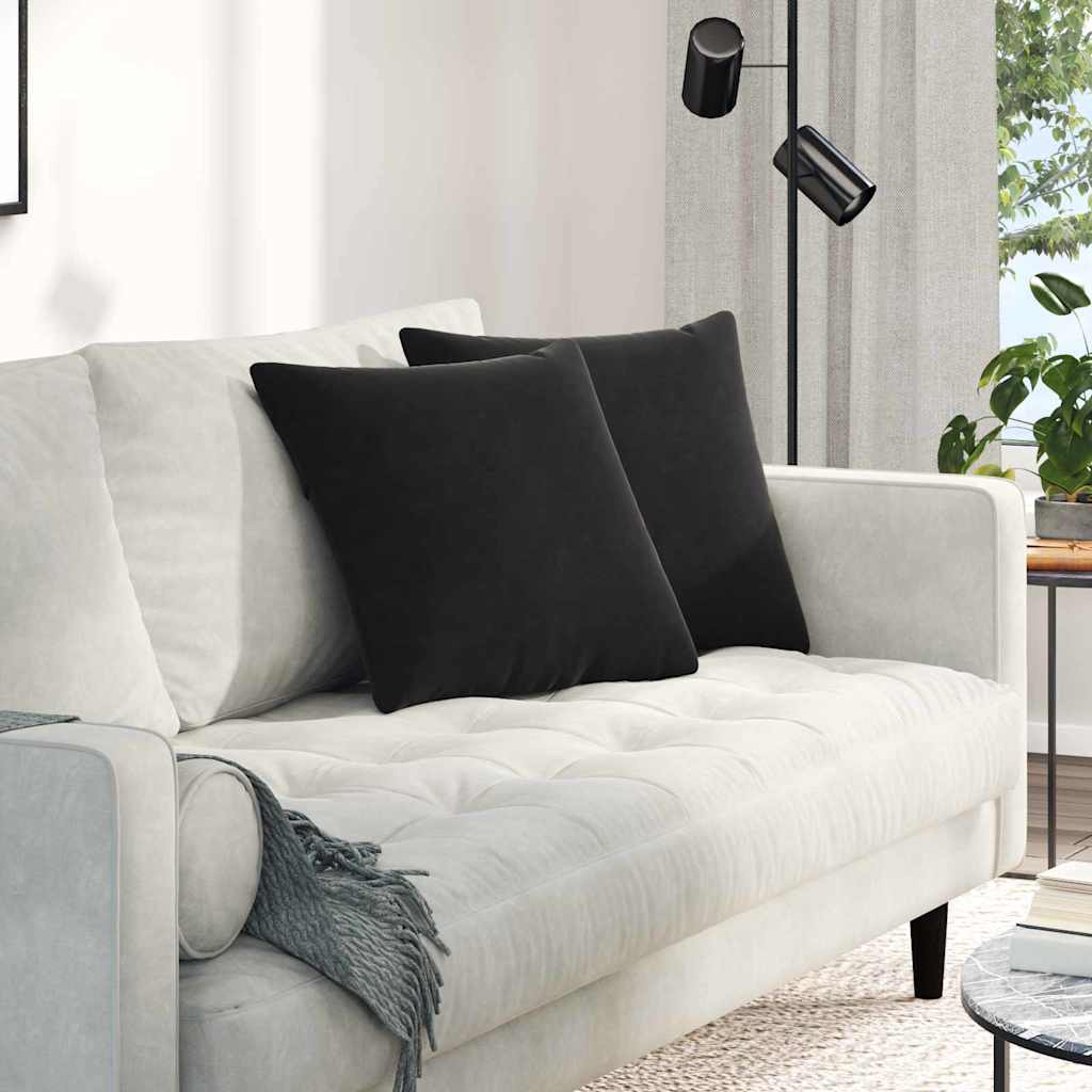 Cuscini da Divano 2 pcs Nero 45 x 45 cm Tessuto in Cords