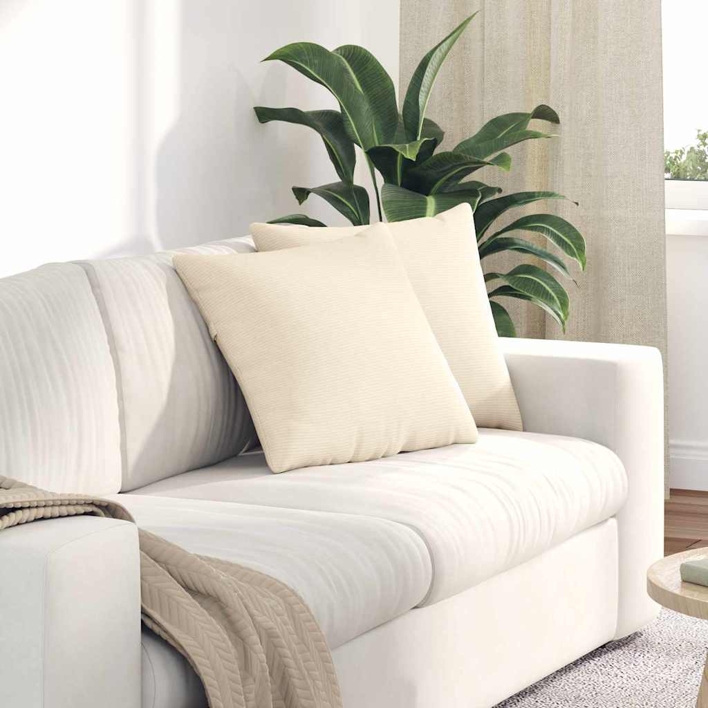 Cuscini da Divano 2 pcs Crema 45 x 45 cm Tessuto in Cords